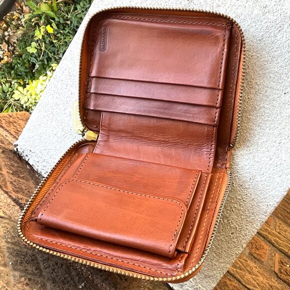 COACH Vintage 90s Sonoma British Tan Zip Around Small Coin Purse Cards Wallet - Picture 5 of 7